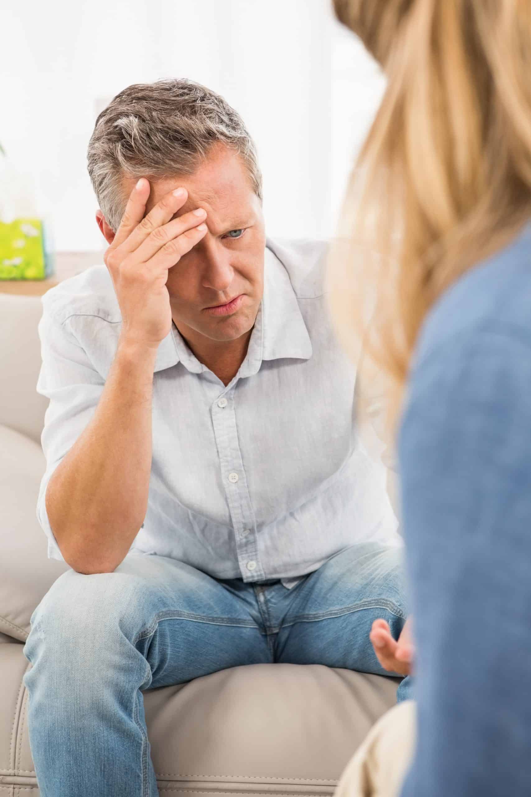 A man learning about the types of thought disorders.